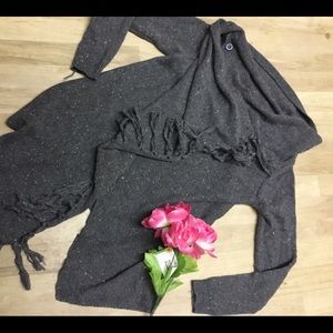 Silk grey long cardigan with top buttons